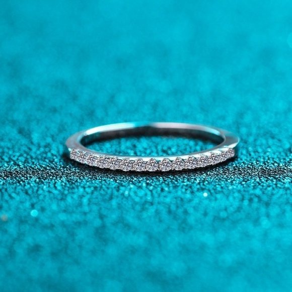 Moissanite Band Ring; stackable Band ring, Wedding Ring; Ring Size: US 9; - Picture 4 of 12